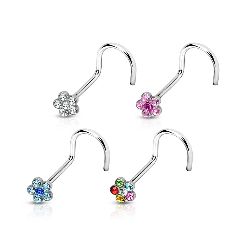 Nez  Vis Fleur Zircone Argent, 4 morceaux - Image 2