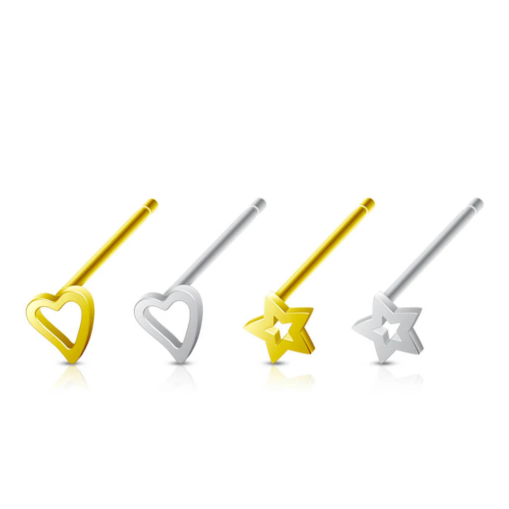 Argent 925 Nez Clou à Nez Pack Cœur Étoile Argent Pliable, 4 morceaux - Image 2