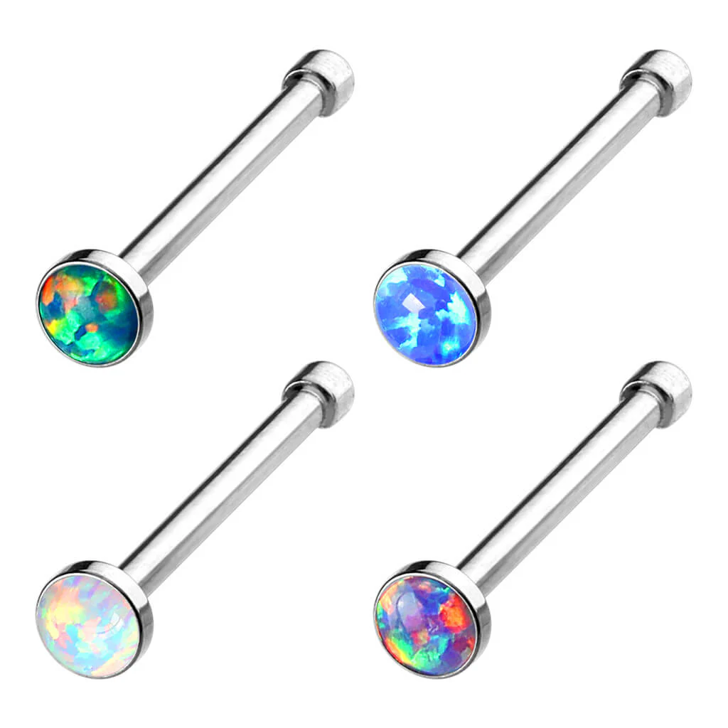 Nez Clou à Nez Opale Ronde Argent, 4 morceaux - Image 2