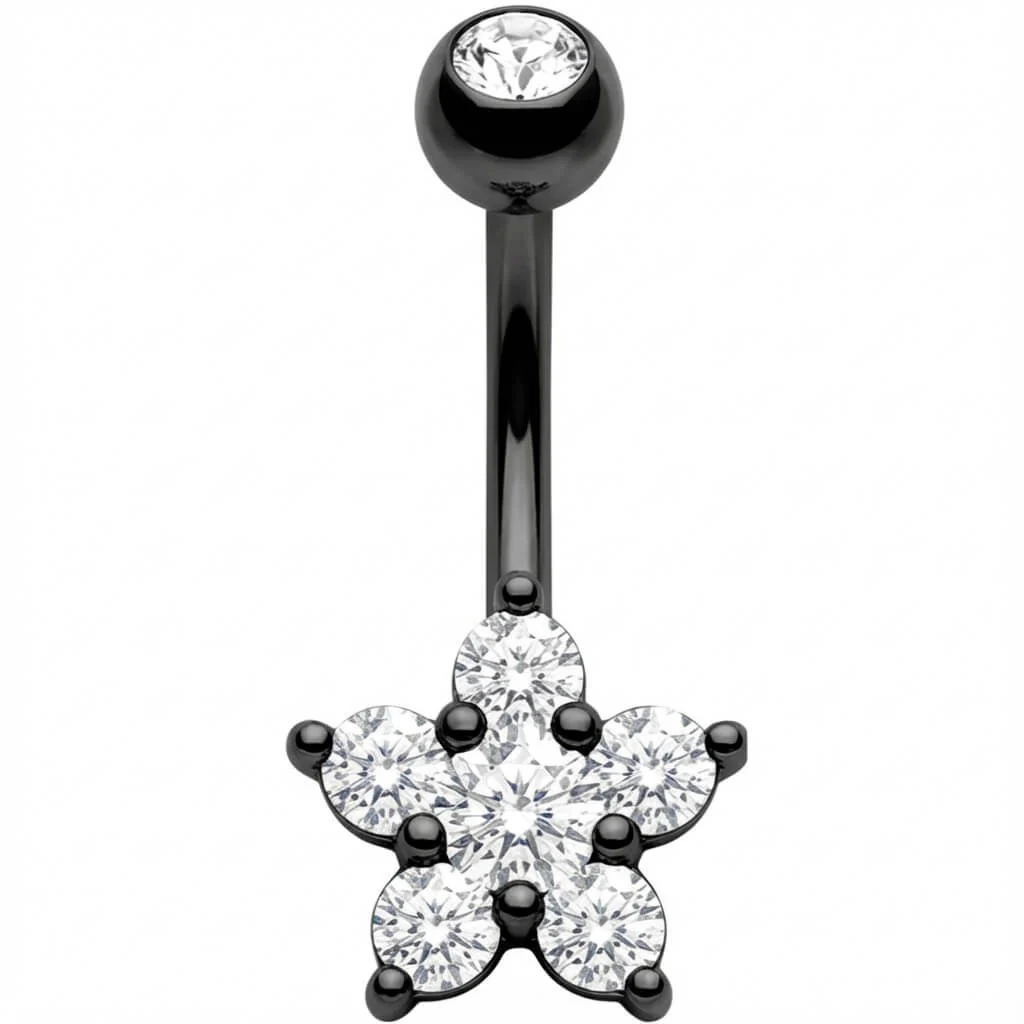 Piercing Nombril Fleur en Cristal Cinq Pétales - Image 3