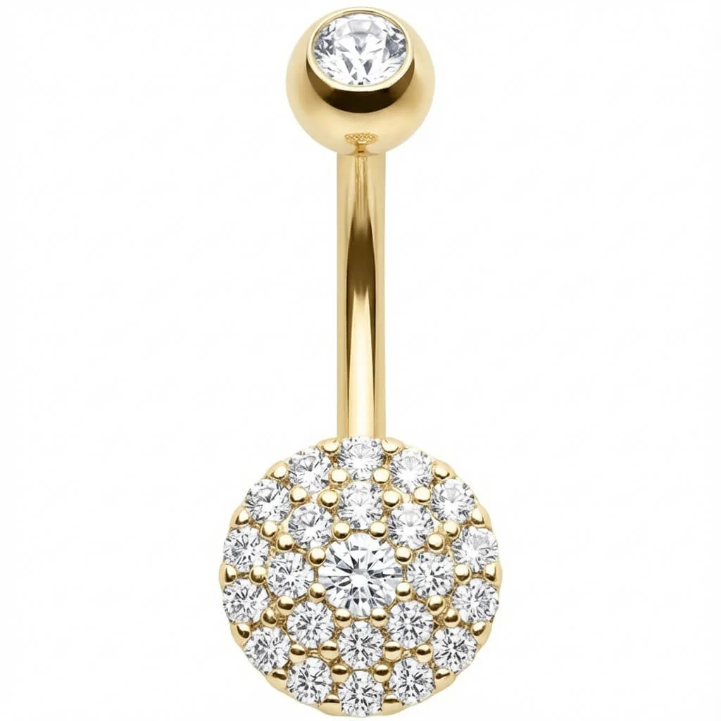 Piercing Nombril Disque Rond Pavé Cristaux - Image 4
