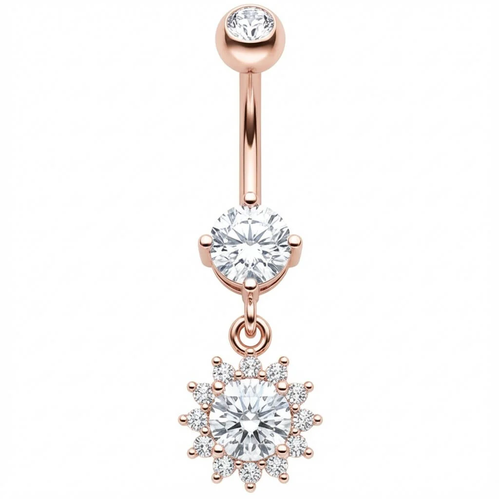 Piercing Nombril Pendentif Fleur en Cristal - Image 5