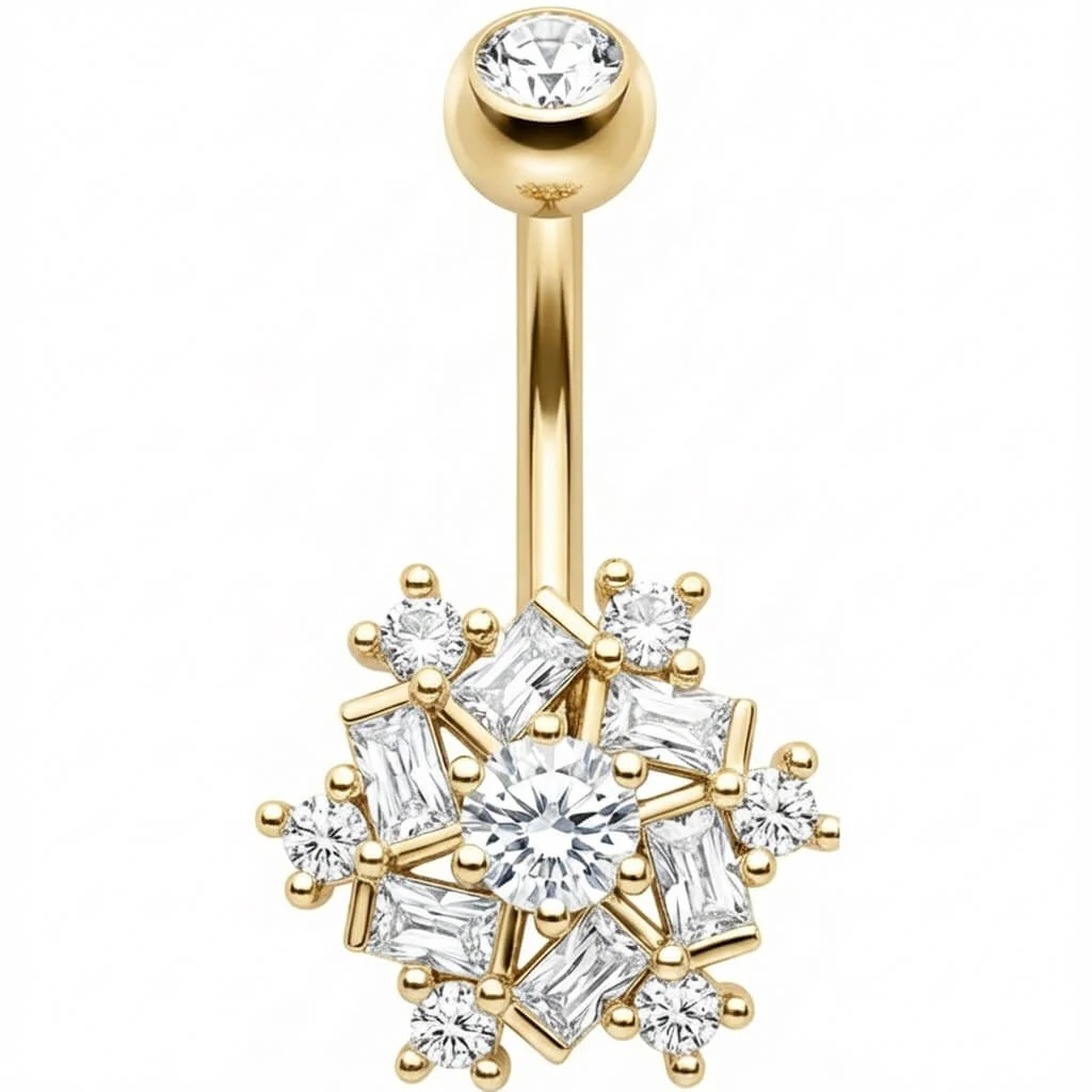 Piercing Nombril Flocon Cristal Baguette Cluster - Image 4