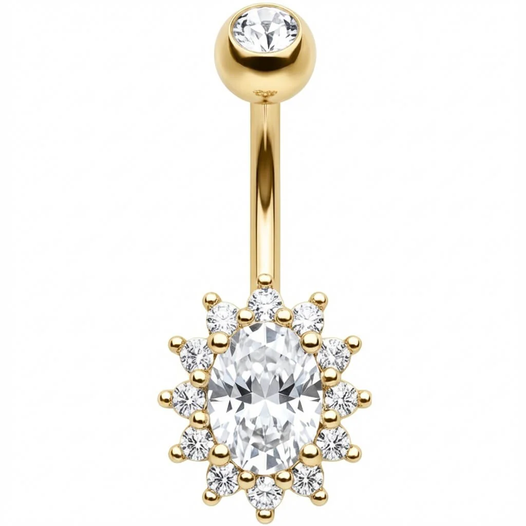Piercing Nombril Halo Cristal Ovale Rayonnant - Image 4
