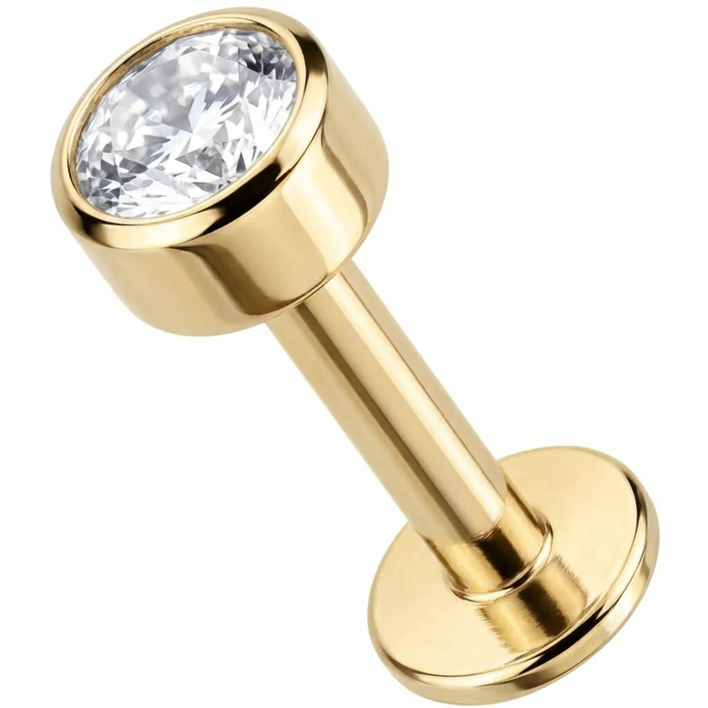 Titane Labret Cristal Clair Serti Clos Filetage Interne - Image 3