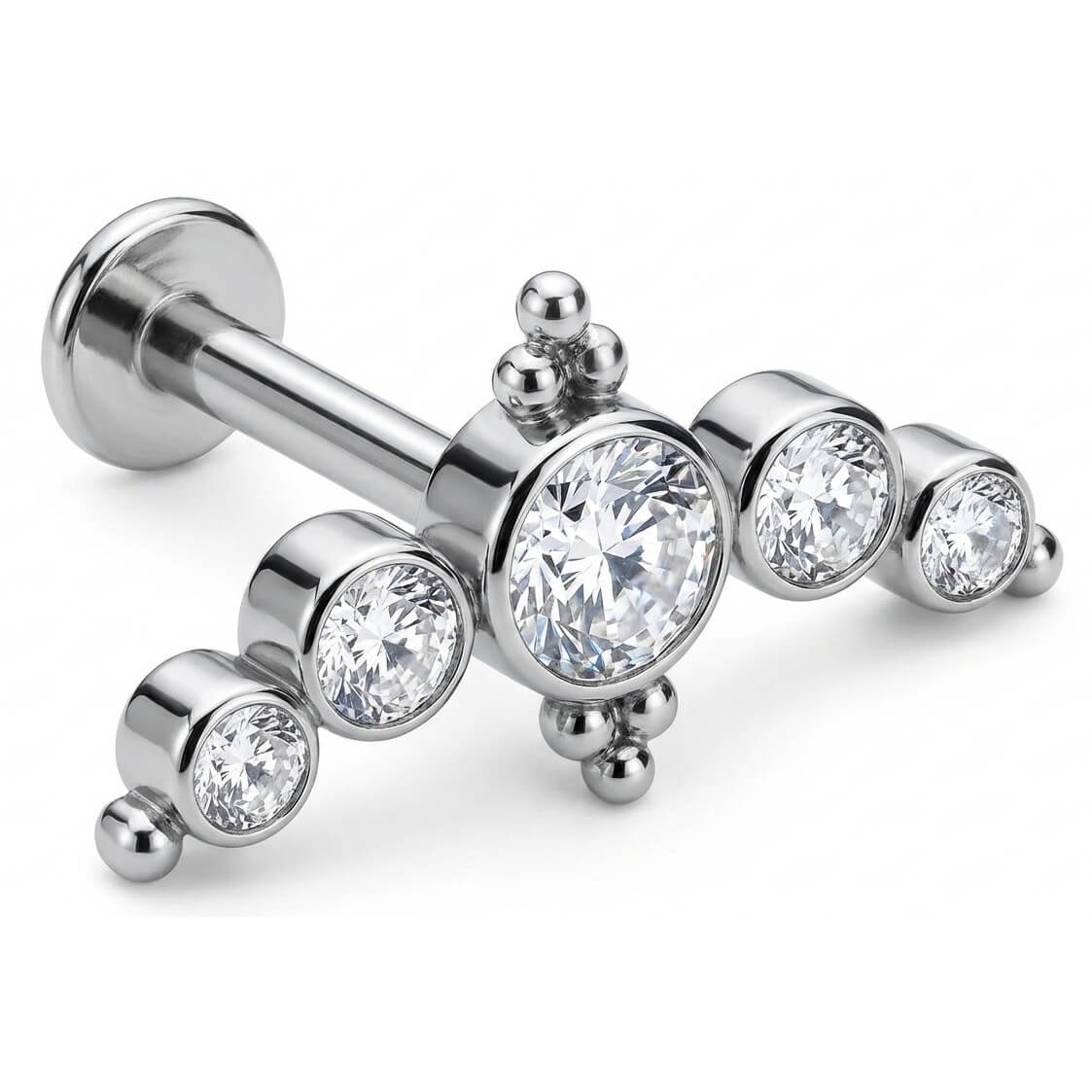 Titane Labret Arc Diadème Cristaux Sertis Filetage Interne