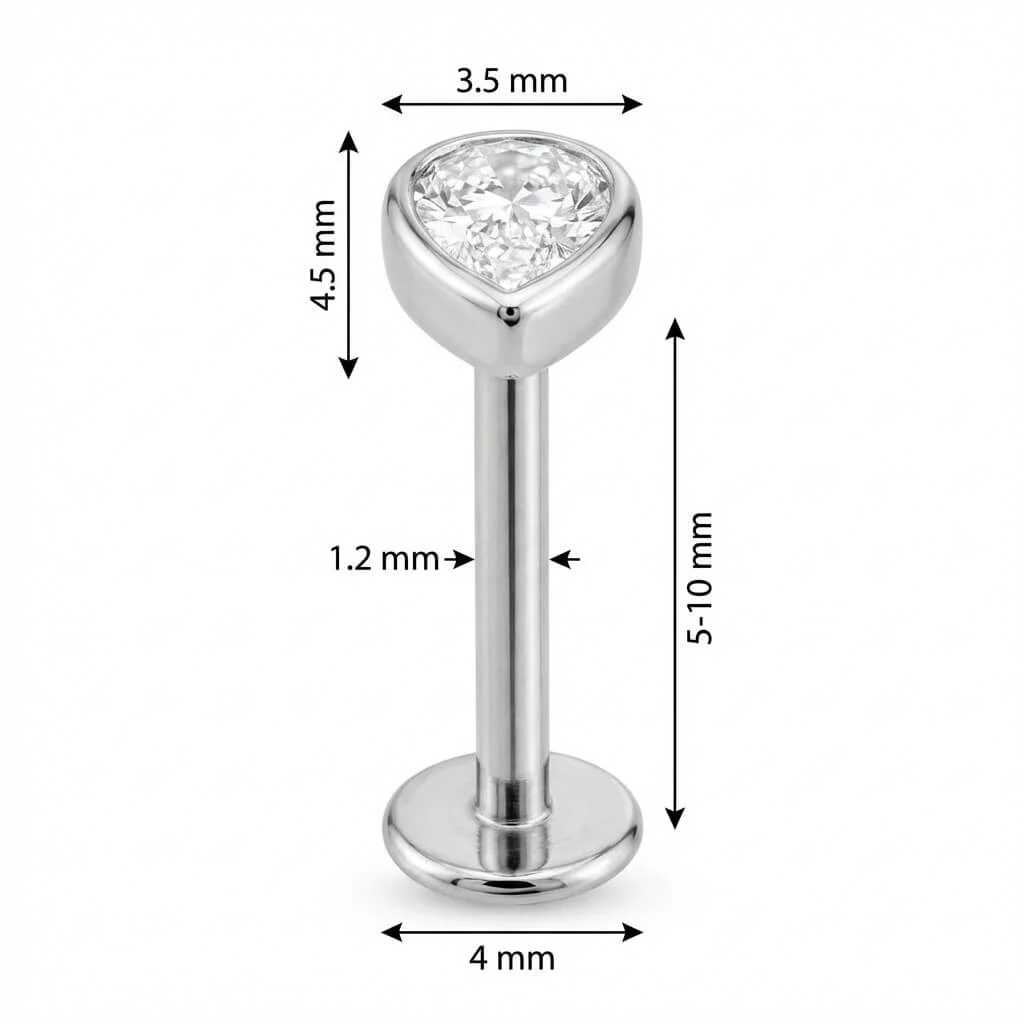 Titane Labret Cristal Goutte Serti Clos Filetage Interne - Image 2