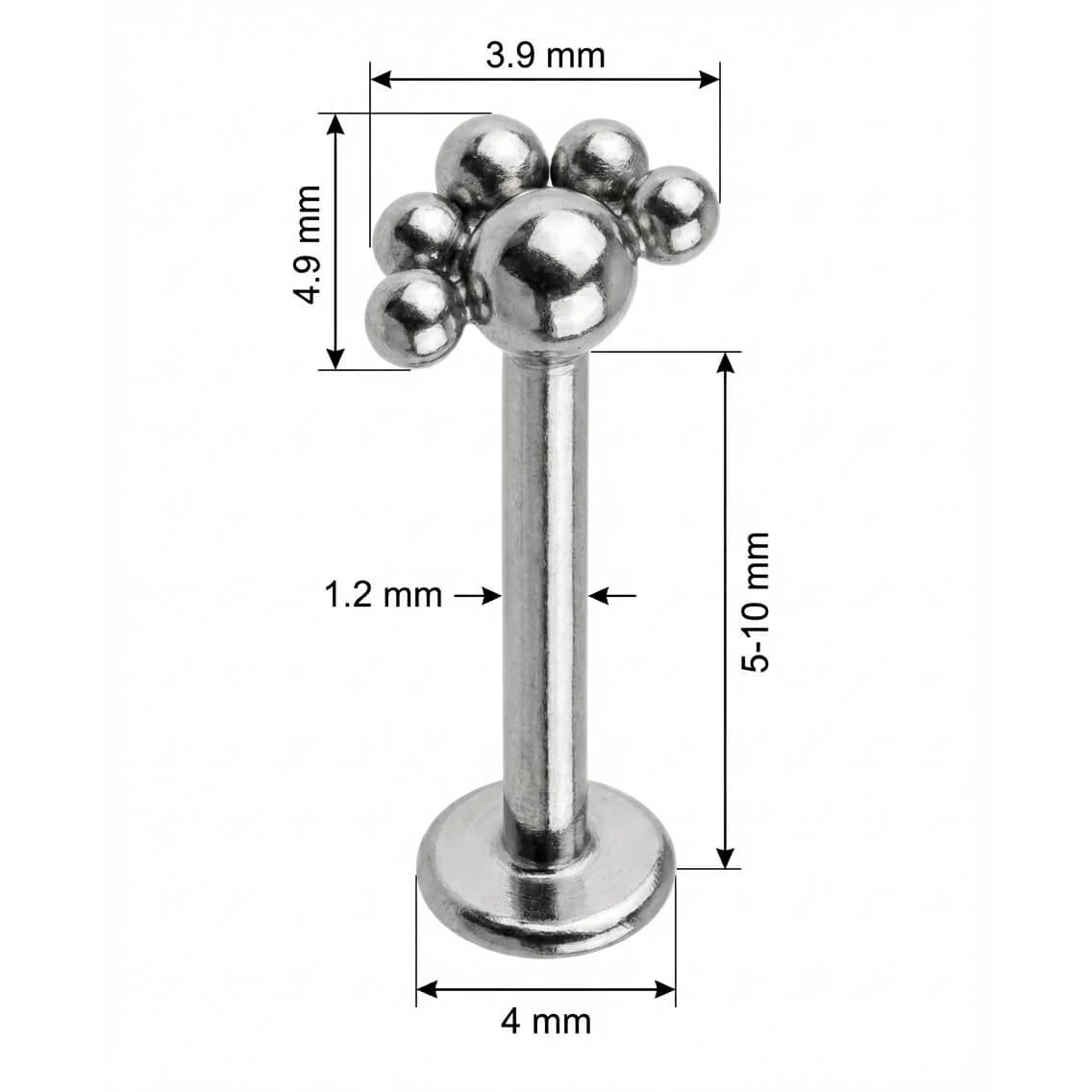 Titane Labret Cluster Éventail Perlé Filetage Interne - Image 2