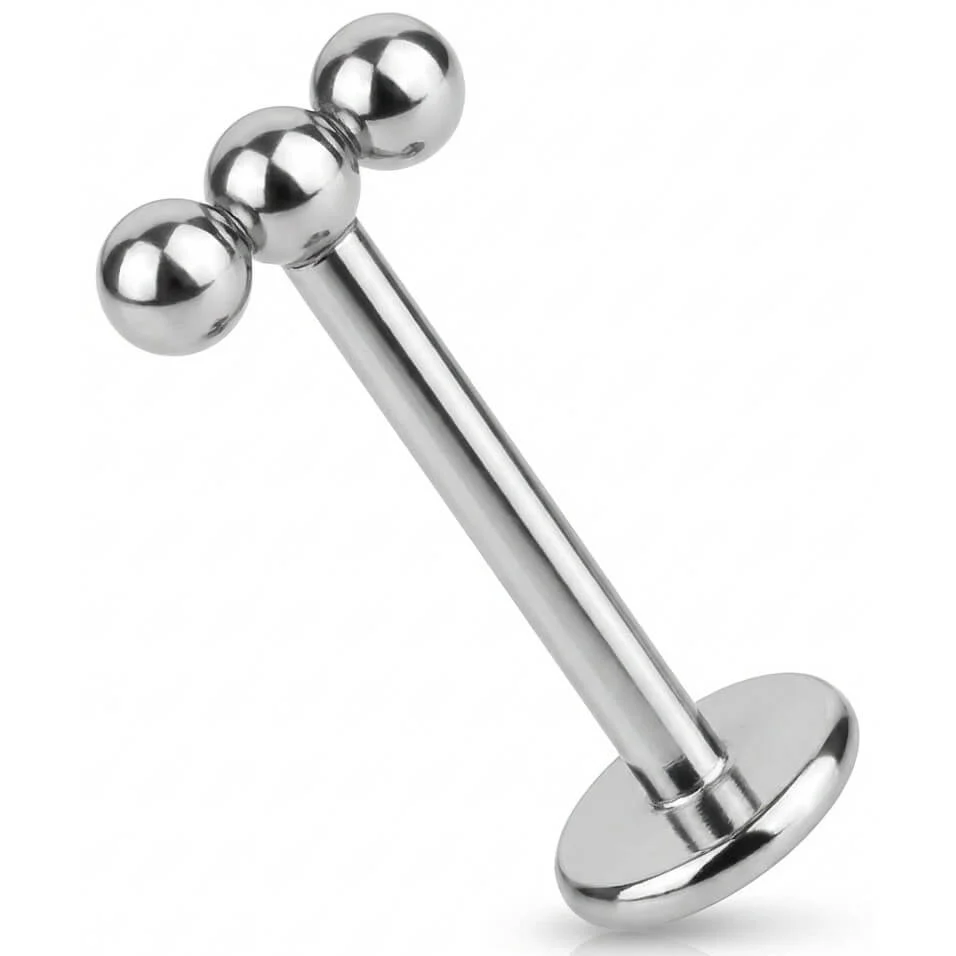 Titane Labret Trio de Boules Alignées Filetage Interne