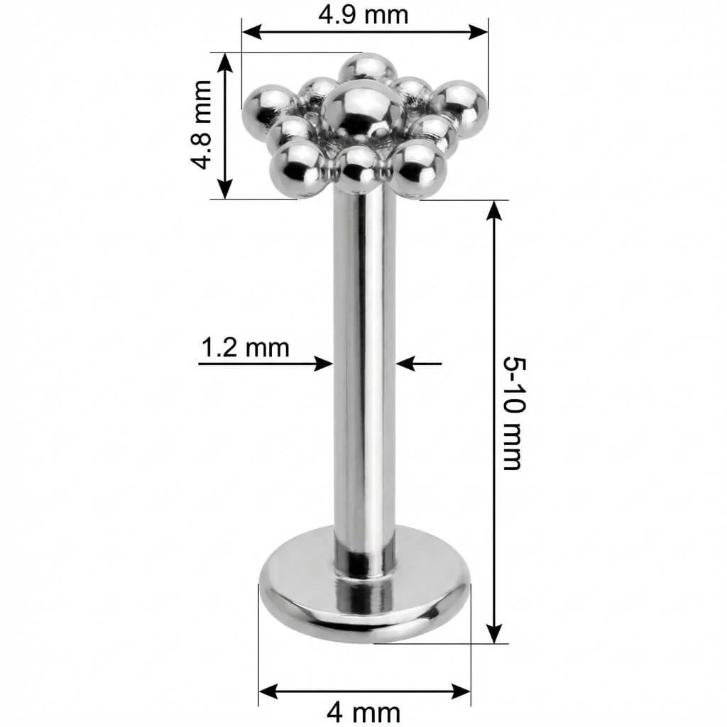 Titane Labret Top Losange Cluster de Billes Filetage Interne - Image 2