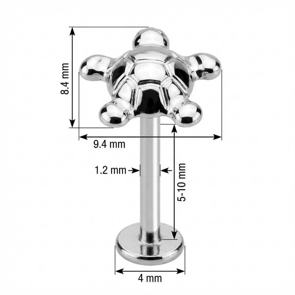 Titane Labret Petite Tortue de Mer Filetage Interne - Image 2