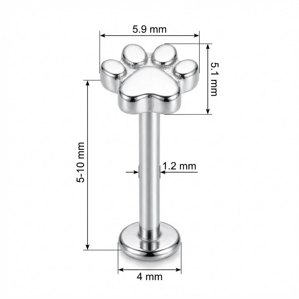 Titane Labret Petite Empreinte de Patte Filetage Interne - Image 2