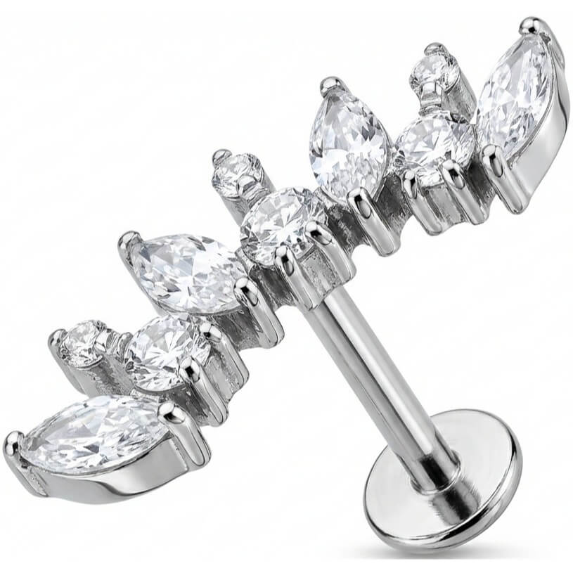 Titane Labret Arc Vigne en Cristaux Filetage Interne