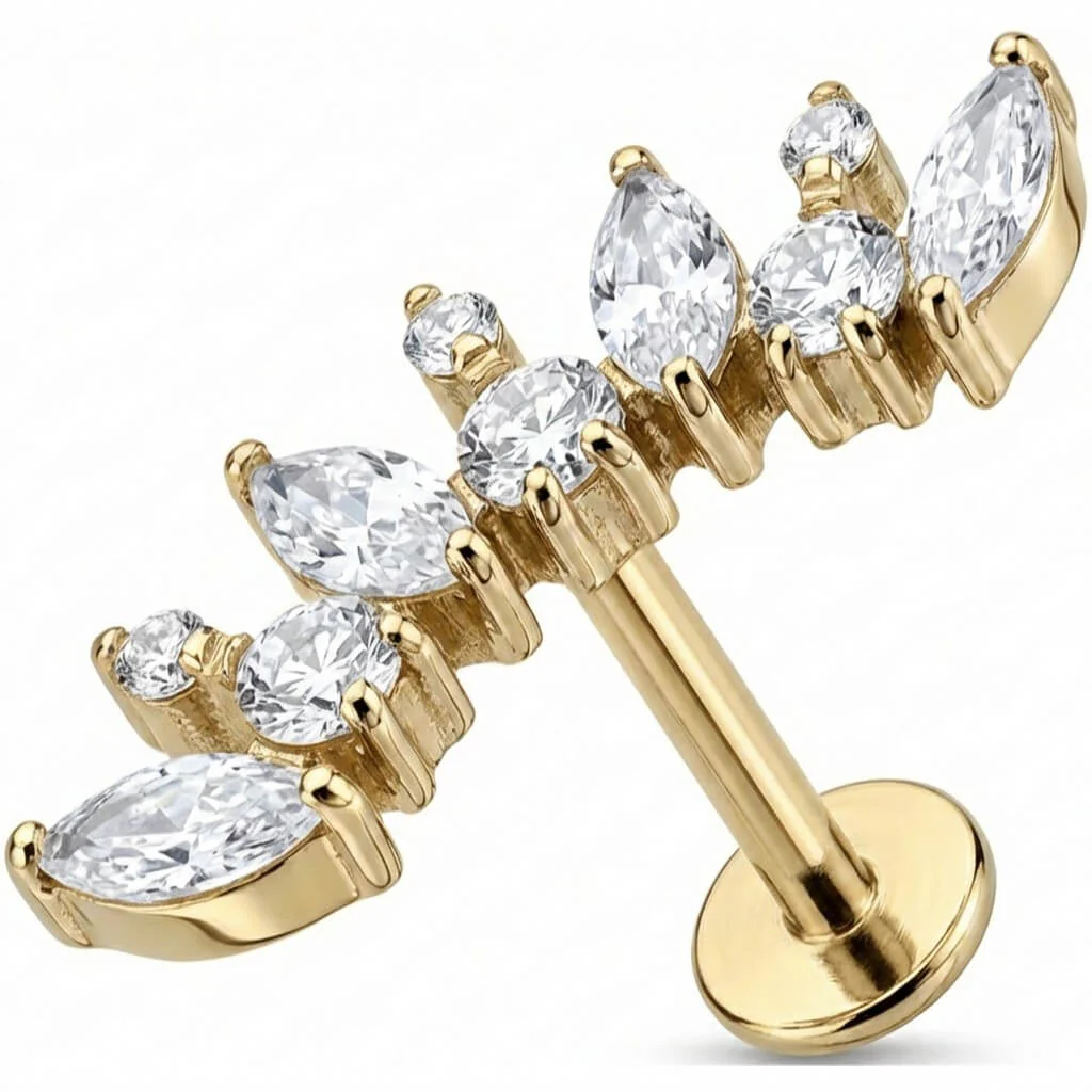 Titane Labret Arc Vigne en Cristaux Filetage Interne - Image 3