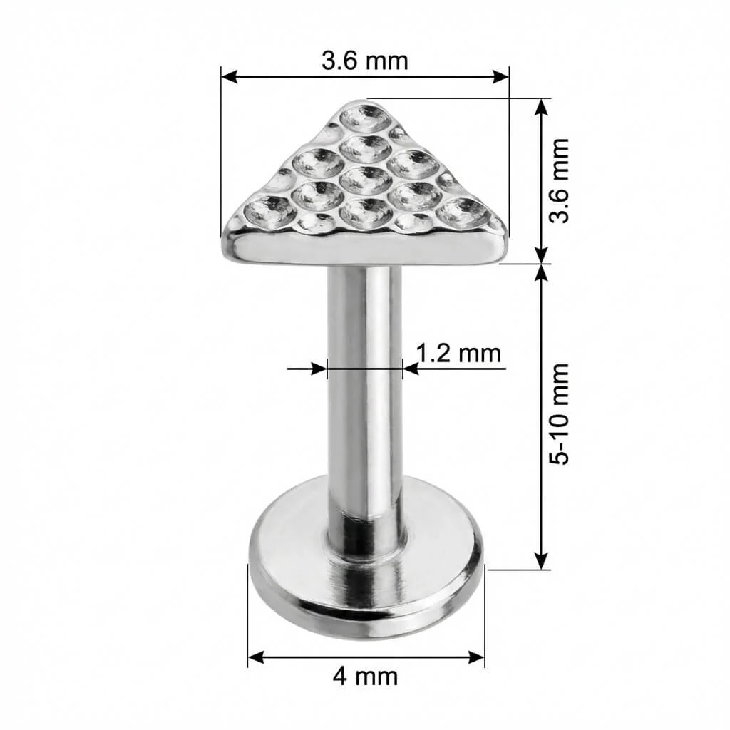Titane Labret Triangle à Surface Martelée Filetage Interne - Image 2