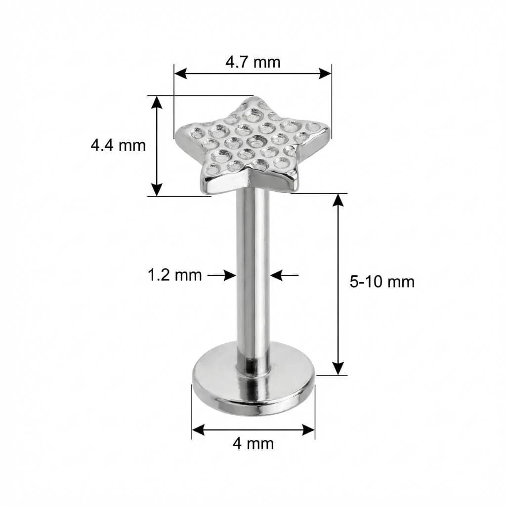 Titane Labret Top Étoile Surface Martelée Filetage Interne - Image 2