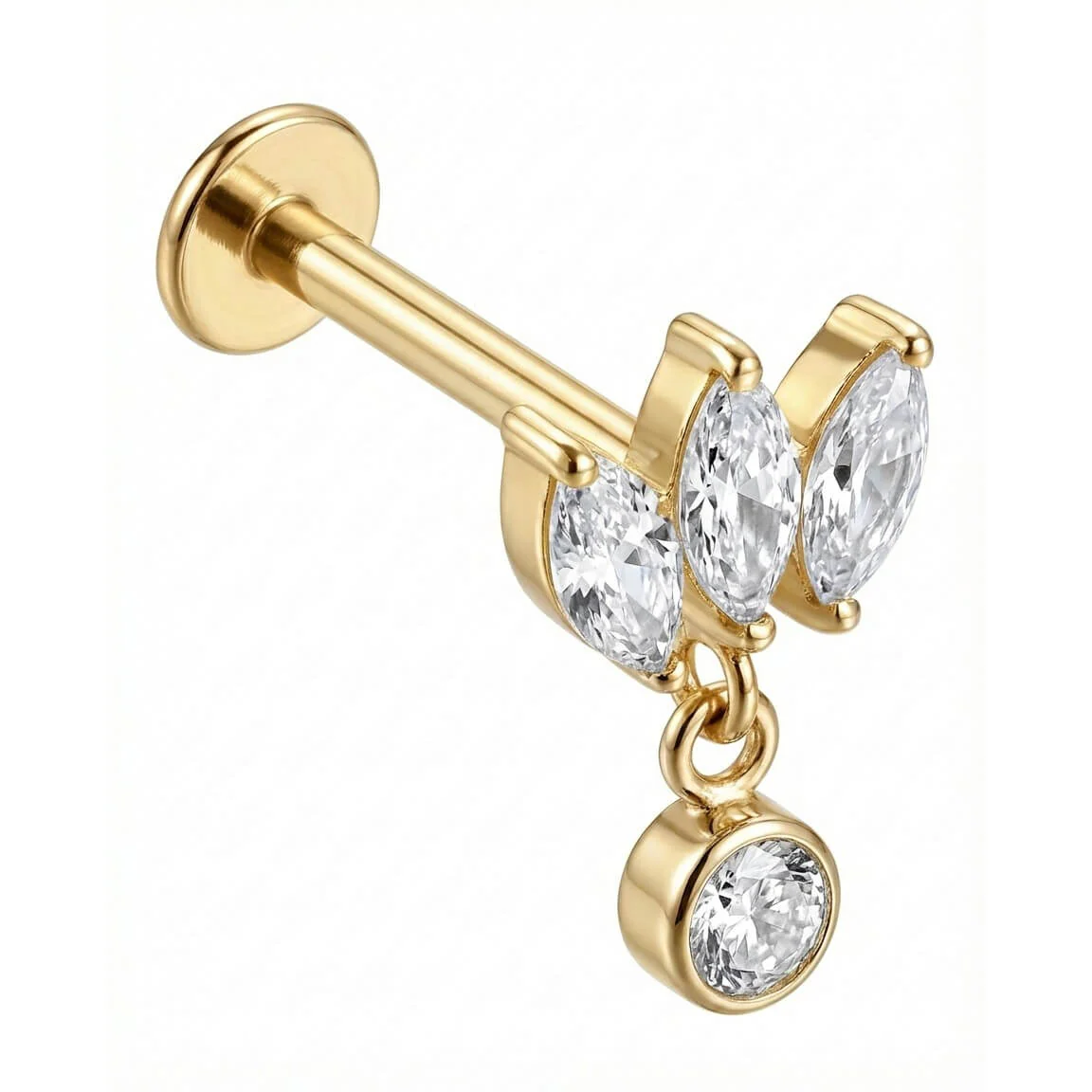 Titane Labret Éventail Marquise Avec Pendentif Rond Filetage Interne - Image 3
