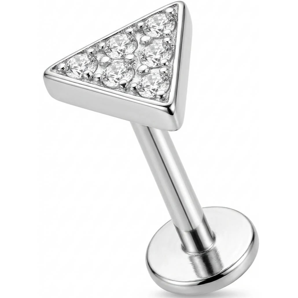 Titane Labret Triangle Pavé De Cristaux Filetage Interne