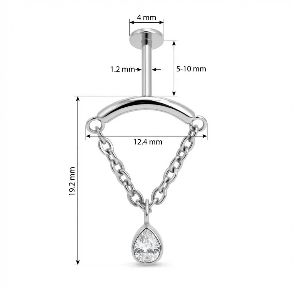 Titane Labret Arc Courbé Chaînes et Goutte Filetage Interne - Image 2