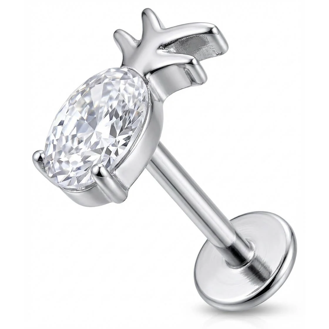 Titane Labret Motif Ananas Pierre Scintillante Filetage Interne