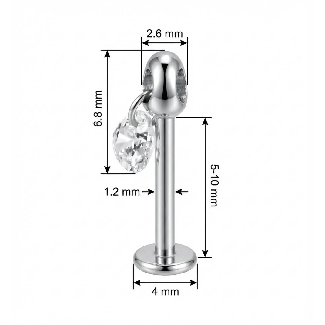 Titane Labret Pendentif Goutte de Cristal Filetage Interne - Image 2