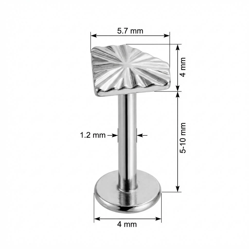 Titane Labret Rectangle Rayons de Soleil Filetage Interne - Image 2
