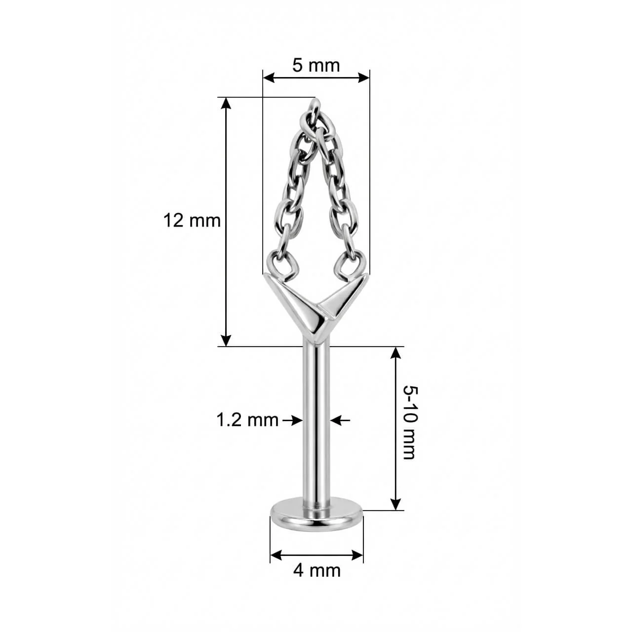 Titane Labret Forme V Avec Chaîne Pendante Filetage Interne - Image 2