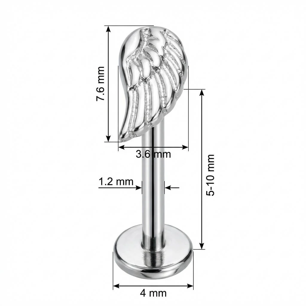 Titane Labret Aile d'Ange Détaillée Filetage Interne - Image 2