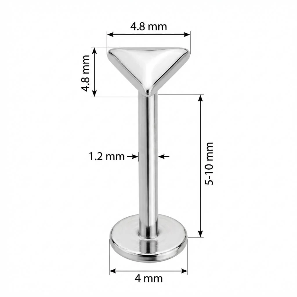 Titane Labret Triangle Arrondi Lisse Filetage Interne - Image 2