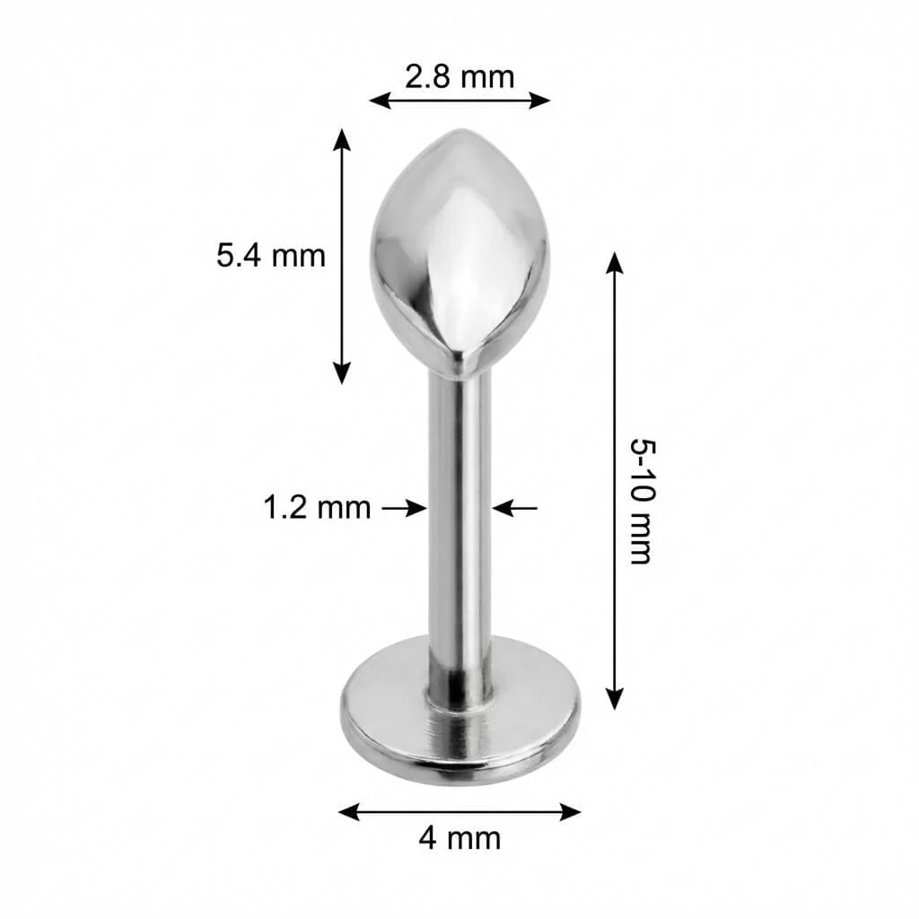 Titane Labret Forme Marquise Pleine Filetage Interne - Image 2